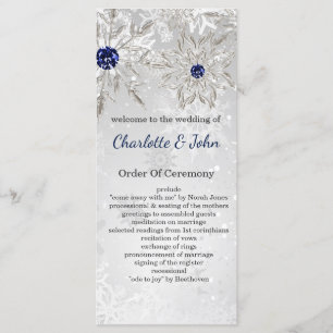 silver navy snowflakes winter wedding programs programme