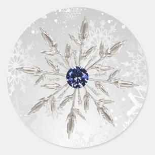 silver navy snowflakes winter wedding stickers