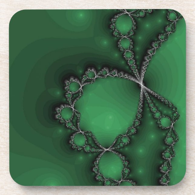 Silver Necklace on Green Coaster (Front)
