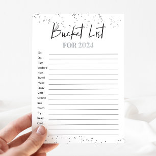 Silver New Year Bucket List Cards for 2024