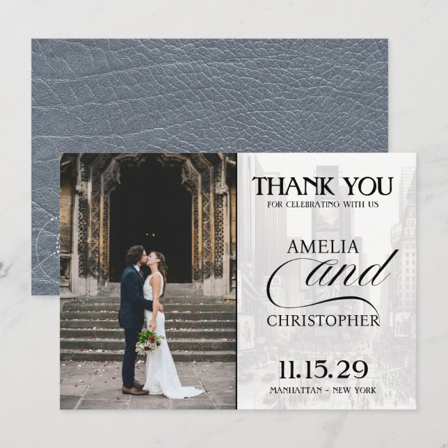 Silver New York City Passport Thank You Card (Front/Back)