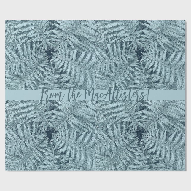 SILVER NEW ZEALAND LEAFY FERN PERSONALIZED KIWI NZ WRAPPING PAPER (Flat)