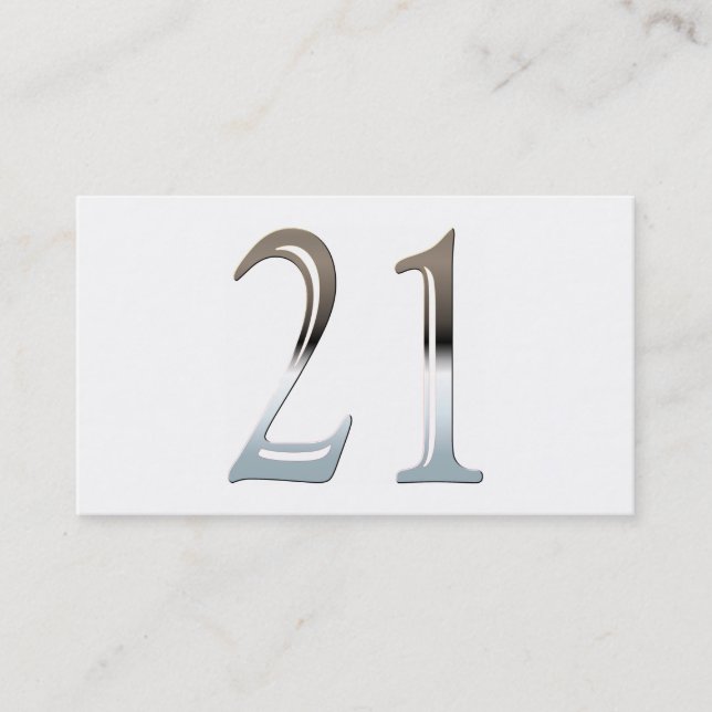 Silver Number 21 Business Card (Front)