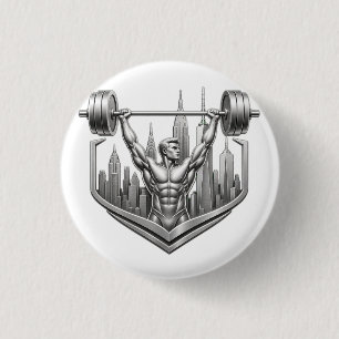 Silver NYC Bodybuilder Logo - Metallic New York Ci 3 Cm Round Badge