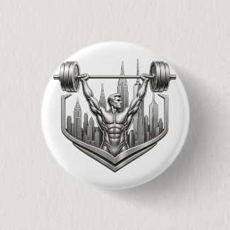 Silver NYC Bodybuilder Logo - Metallic New York Ci 3 Cm Round Badge