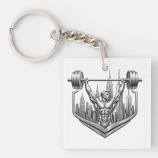 Silver NYC Bodybuilder Logo - Metallic New York Ci Key Ring