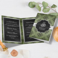 Silver Olive Green Black Damask Muslim Wedding