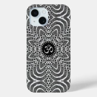 Silver Om Spiritual Connection iPhone 15 Case