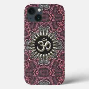 Silver Om Vintage Pink Damask iPhone 13 Case