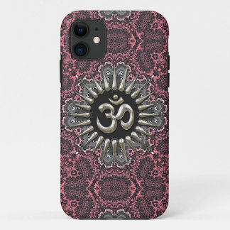 Silver Om Vintage Pink Damask  iPhone 5 11 Case
