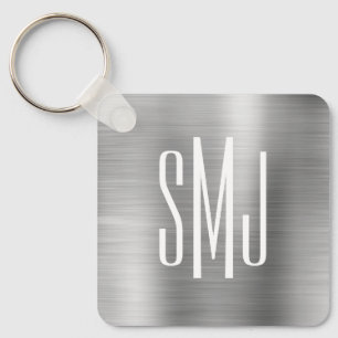 Silver Ombre Foil Three Letter Monogram Key Ring