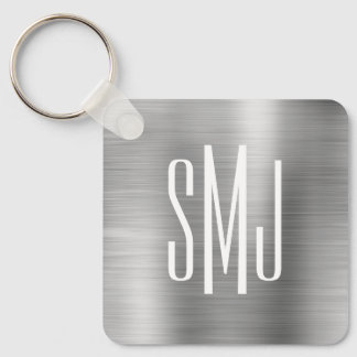 Silver Ombre Foil Three Letter Monogram Key Ring