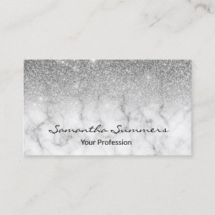 Silver Ombre Glitter Marble Customise Glitter Business Card