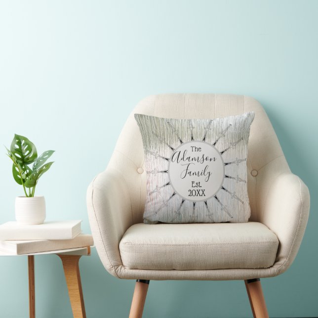 Silver Ombre Mandala Personalised Family Name  Cushion (Chair)