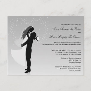 Silver Ombre Silhouette Formal Wedding Invite