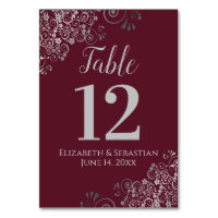 Silver on Burgundy Elegant Frilly Wedding