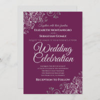 Silver on Cassis Purple Simple Elegant Wedding