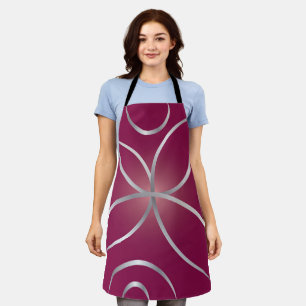 Silver on magenta apron