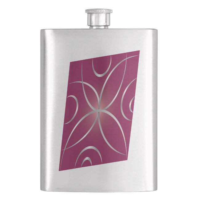 Silver on magenta hip flask (Front)