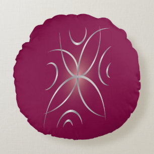 Silver on magenta round cushion