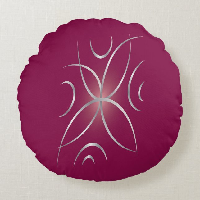 Silver on magenta round cushion (Front)