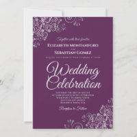 Silver on Plum Purple Simple Elegant Wedding