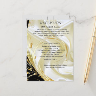 Silver or Gold Abstract flowers on - Silk  Announcement Postcard