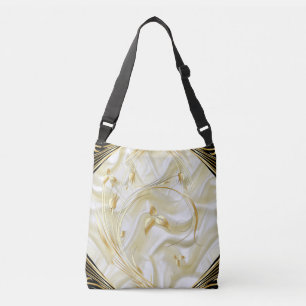 Silver or Gold Abstract flowers on - Silk & Art Crossbody Bag