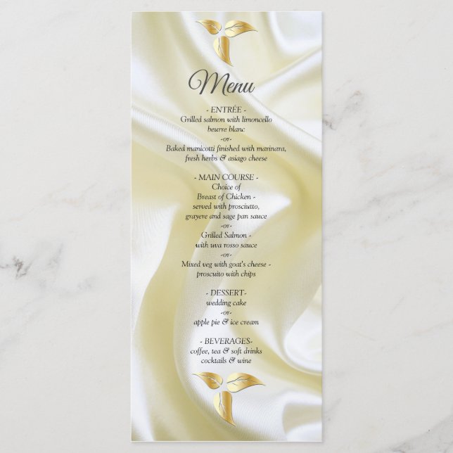 Silver or Gold Abstract flowers on - Silk & Art Menu (Front)
