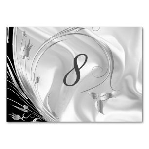 Silver or Gold Abstract flowers on - Silk & Art Table Number