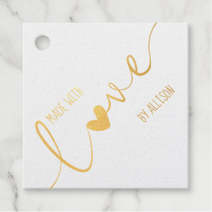 Silver or Gold Script Typography Made With Love Favour Tags