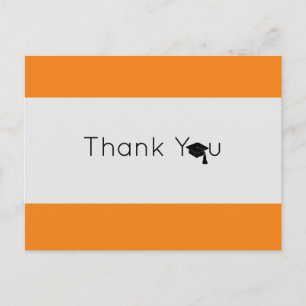 Silver Orange Bold Graduation Thank You Postcard