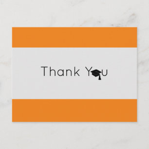 Silver Orange Bold Graduation Thank You Postcard