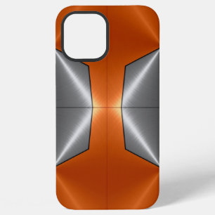 Silver Orange Shiny Stainless Steel Metal iPhone 12 Pro Max Case