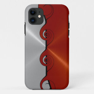 Silver Orange Stainless Metallic Swirl Pattern 3 iPhone 11 Case