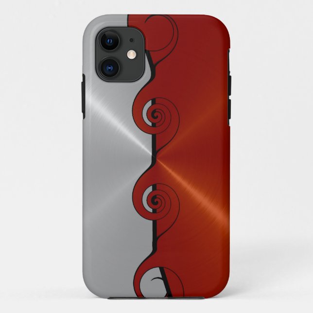 Silver Orange Stainless Metallic Swirl Pattern 3 Case-Mate iPhone Case (Back)