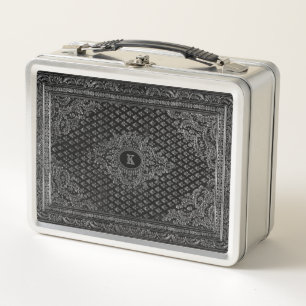 Silver Ornam. Metal Lunch Box w/out your Initials