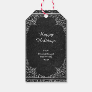 Silver Ornamental on Black (customisable) Gift Tags