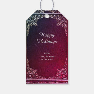 Silver Ornamental on Purple (customisable) Gift Tags