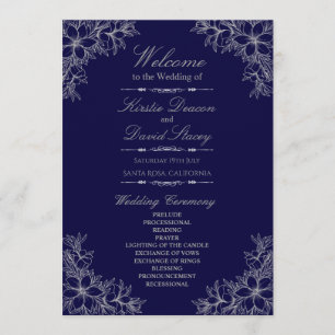 Silver Ornate Floral Wedding Programme