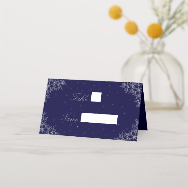 Silver Ornate Floral Wedding Venue Place Card (Front)