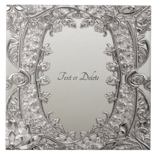 Silver Ornate Modern Ceramic Tile