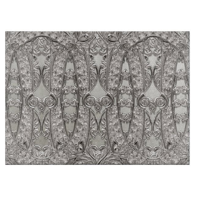 Silver Ornate Modern Cutting Board (Front)