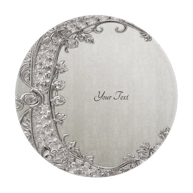 Silver Ornate Modern Cutting Board (Front)