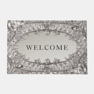 Silver Ornate Modern Doormat