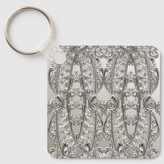 Silver Ornate Modern Keychain (Front)