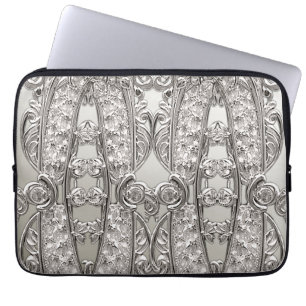 Silver Ornate Modern Laptop Sleeve