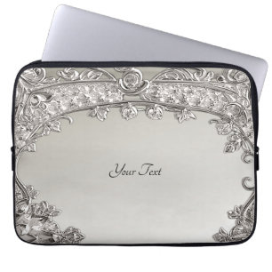 Silver Ornate Modern Laptop Sleeve
