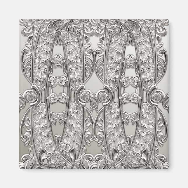 Silver Ornate Modern Magnet (Front)