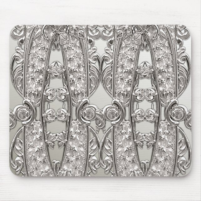 Silver Ornate Modern Mousepad (Front)